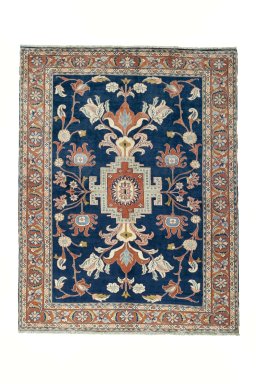 Full view of New Sarough rug from Iran / Persia, 272 × 210 cm in Blue tones