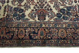 Full view of 1930s Sarough rug from Iran / Persia, 352 × 274 cm in Beige tones