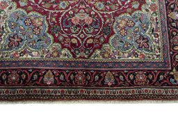 Full view of 1970s Sarough rug from Iran / Persia, 202 × 127 cm in Red tones