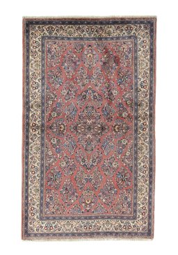 Full view of 1970s Sarough rug from Iran / Persia, 217 × 132 cm in Red tones