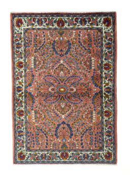 Full view of 2000s Sarough rug from Iran / Persia, 158 × 110 cm in Red tones
