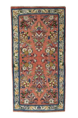 Full view of New Sarough rug from Iran / Persia, 132 × 67 cm in Red tones