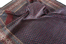 Close-up detail of 1970s Sarough rug from Iran / Persia showing Wool weave