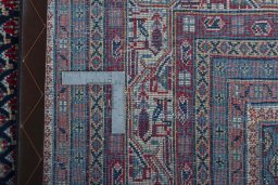 Surface texture of 1970s Sarough rug with natural Wool and intricate pattern