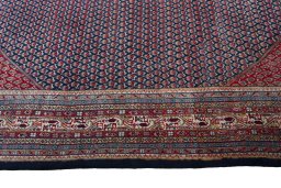 Full view of 1970s Sarough rug from Iran / Persia, 310 × 252 cm in Blue tones