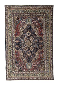 Full view of 2000s Sarough rug from Iran / Persia, 323 × 210 cm in Multi Color tones