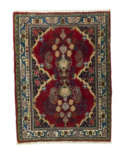 Full view of 2000s Sarough rug from Iran / Persia, 84 × 63 cm in Multi Color tones