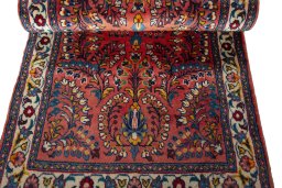 Full view of 2000s Sarough rug from Iran / Persia, 128 × 65 cm in Red tones