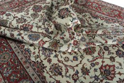 Surface texture of 2000s Sarough rug with natural Wool and intricate pattern