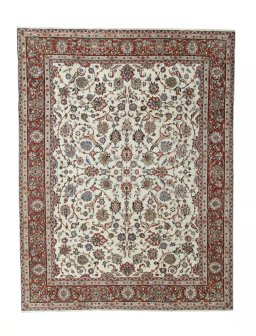 Full view of 2000s Sarough rug from Iran / Persia, 355 × 270 cm in Beige tones