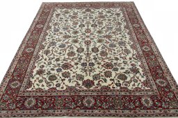 Surface texture of 2000s Sarough rug with natural Wool and intricate pattern