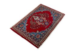 Close-up detail of 2000s Sarough rug from Iran / Persia showing Wool weave
