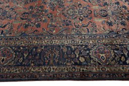 Close-up detail of 1930s Sarough rug from Iran / Persia showing Cork weave