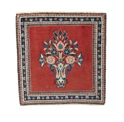 Full view of 2000s Sarough rug from Iran / Persia, 60 × 58 cm in Red tones