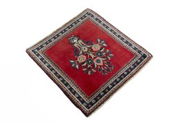 Close-up detail of 2000s Sarough rug from Iran / Persia showing Wool weave