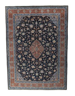 Full view of 2000s Sarough rug from Iran / Persia, 351 × 257 cm in Blue tones