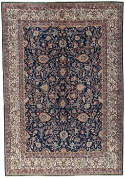 Full view of 1970s Sarough rug from Iran / Persia, 310 × 215 cm in Blue tones