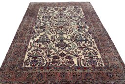 Surface texture of 1930s Sarough rug with natural Cork and intricate pattern