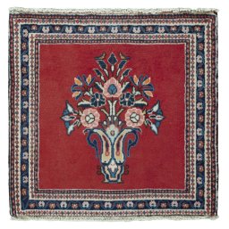 Full view of 2000s Sarough rug from Iran / Persia, 57 × 58 cm in Red tones
