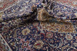Surface texture of 1970s Sarough rug with natural Wool and intricate pattern