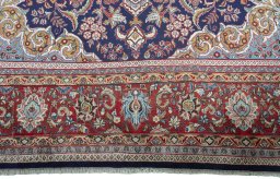 Full view of 1970s Sarough rug from Iran / Persia, 431 × 327 cm in Blue tones