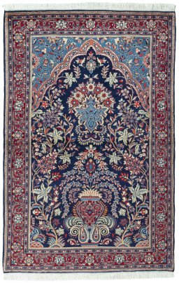 Full view of New Sarough rug from Iran / Persia, 161 × 105 cm in Blue tones