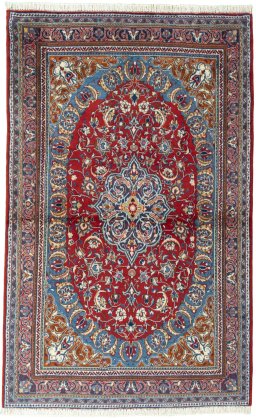 Full view of 2000s Sarough rug from Iran / Persia, 165 × 103 cm in Red tones