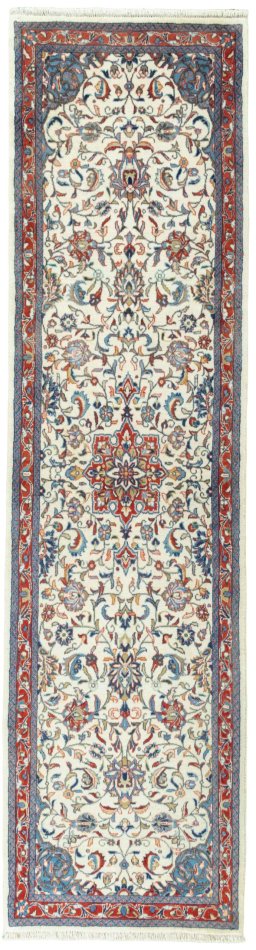 Full view of New Sarough rug from Iran / Persia, 300 × 78 cm in Beige tones