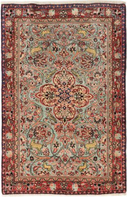 Full view of 1990s Sarough rug from Iran / Persia, 157 × 103 cm in Blue tones