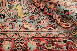 Close-up detail of 1990s Sarough rug from Iran / Persia showing Wool weave