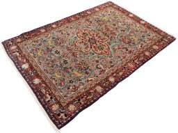 Close-up detail of 1990s Sarough rug from Iran / Persia showing Wool weave