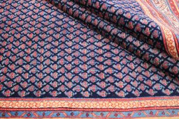 Full view of 1990s Sarough rug from Iran / Persia, 237 × 235 cm in Dark blue tones