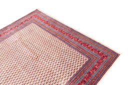Surface texture of 1975s Sarough rug with natural Wool and intricate pattern