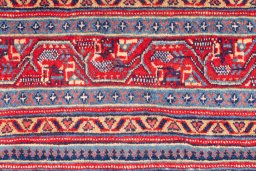 Full view of 1975s Sarough rug from Iran / Persia, 270 × 217 cm in Cream tones