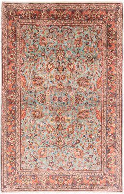 Full view of 1975s Sarough rug from Iran / Persia, 234 × 152 cm in Blue tones