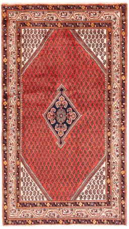 Full view of 1970s Sarough rug from Iran / Persia, 218 × 126 cm in Terracotta tones