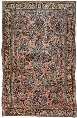 Full view of 1920s Sarough rug from Iran / Persia, 210 × 133 cm in Multi Color tones