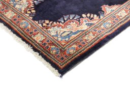 Backside of handmade 1990s Sarough rug showing knot structure and weave density