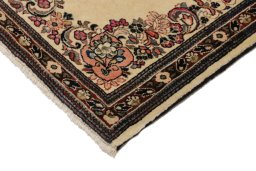 Backside of handmade New Sarough rug showing knot structure and weave density