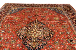 Full view of New Sarough rug from Iran / Persia, 385 × 260 cm in Terracotta tones