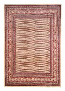 Full view of 2000s Sarough Mir rug from Iran / Persia, 323 × 224 cm in Beige tones