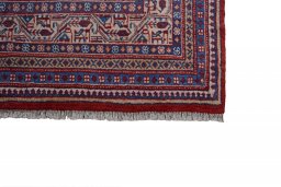 Backside of handmade 2000s Sarough Mir rug showing knot structure and weave density