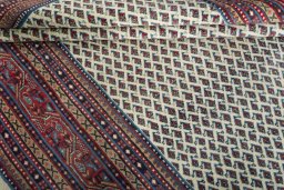 Full view of 2000s Sarough Mir rug from Iran / Persia, 315 × 210 cm in Beige tones