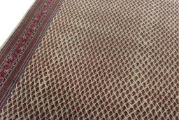 Backside of handmade 2000s Sarough Mir rug showing knot structure and weave density