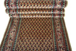 Full view of 2000s Sarough Mir rug from Iran / Persia, 607 × 91 cm in Beige tones