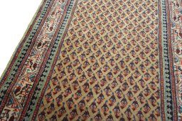 Backside of handmade 1970s Sarough Mir rug showing knot structure and weave density