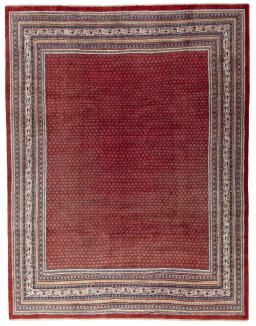 Full view of 2000s Sarough Mir rug from Iran / Persia, 366 × 284 cm in Red tones