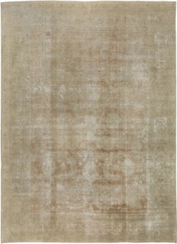 Full view of 1940s Tabriz rug from Iran / Persia, 398 × 288 cm in Brown tones