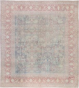 Full view of 1920s Tabriz rug from Iran / Persia, 402 × 367 cm in Blue tones