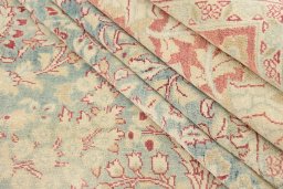Full view of 1920s Tabriz rug from Iran / Persia, 402 × 367 cm in Blue tones